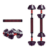 داملبز بلاستيك طقم متغير الاوزان 10كغ(كل ايد 5 كغ)بلاستيك مع بار عدد 2 و صلة بار 40سم